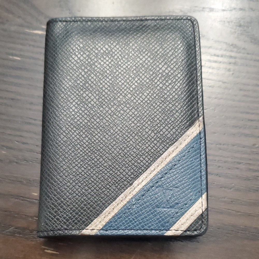 Louis Vuitton Black/Blue Taiga Stripe Card Holder